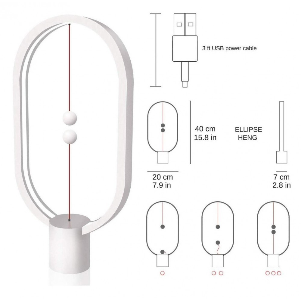 Heng Balance Διακοσμητική Λάμπα Με Μαγνητικό Διακόπτη Σε Λευκό Χρώμα Ellipse - Allocacoc