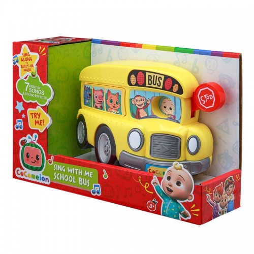 eKids Cocomelon School Bus Mini Boombox Σχολικό λεωφορείο παιχνίδι για παιδιά με ενσωματωμένη μουσική, φωτισμό, Sound Effects (CO-100) (Κίτρινο)