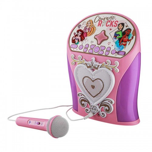 eKids Disney Princess Bluetooth MP3 Boombox Karaoke & ενσωματωμένο Μικρόφωνο για παιδιά και εφήβους με μουσική, φωτισμό, Sound Effects (Di-554DP) (Μωβ/Ροζ)