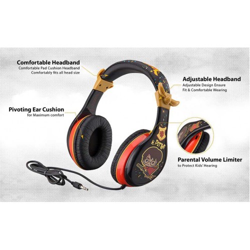 eKids Harry Potter Ενσύρματα Ακουστικά με ασφαλή μέγιστη ένταση ήχου για παιδιά και εφήβους (HP-140) (Μαύρο/Κόκκινο)