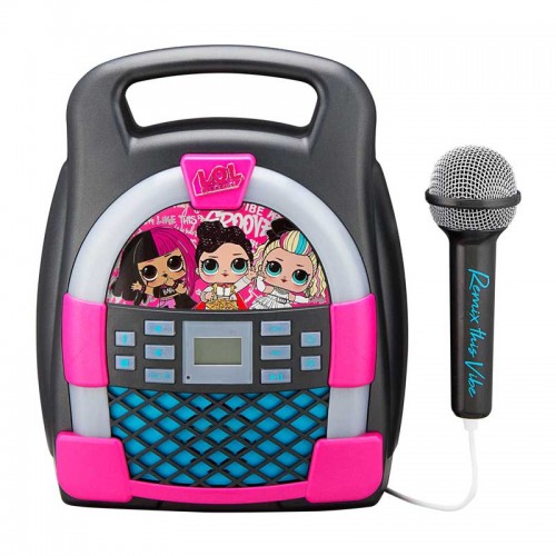 eKids LOL! Surprise Remix Bluetooth MP3 Boombox Karaoke & Ασύρματο Μικρόφωνο για παιδιά και εφήβους με ενσωματωμένη μουσική, φωτισμό, Sound Effects (LL-553) (Μαύρο)