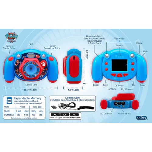 eKids Paw Patrol My First Camera H πρώτη παιδική φωτογραφική μηχανή για παιδιά (PW-535) (Κόκκινο/Μπλε)