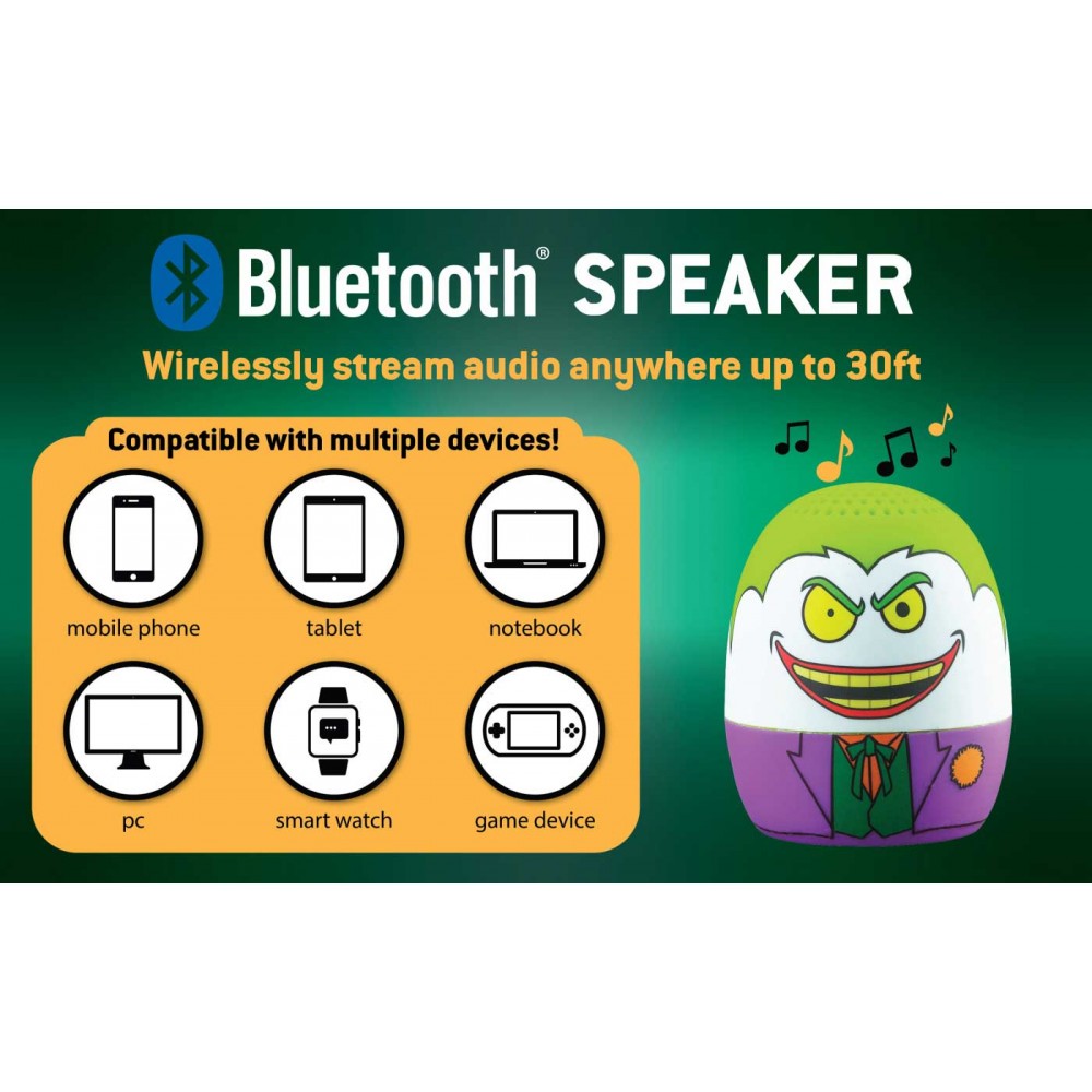 eKids Joker Φορητό ηχείο Bluetooth για παιδιά με λουράκι καρπού (Μωβ/Κίτρινο)