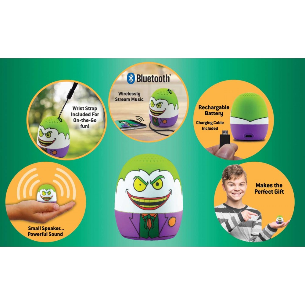eKids Joker Φορητό ηχείο Bluetooth για παιδιά με λουράκι καρπού (Μωβ/Κίτρινο)