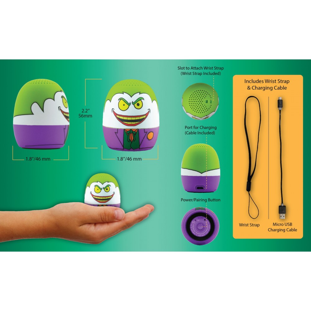 eKids Joker Φορητό ηχείο Bluetooth για παιδιά με λουράκι καρπού (Μωβ/Κίτρινο)