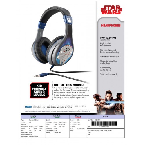 eKids Star Wars Ενσύρματα Ακουστικά με ασφαλή μέγιστη ένταση ήχου για παιδιά και εφήβους (SW-140) (Γκρι/Μπλε)