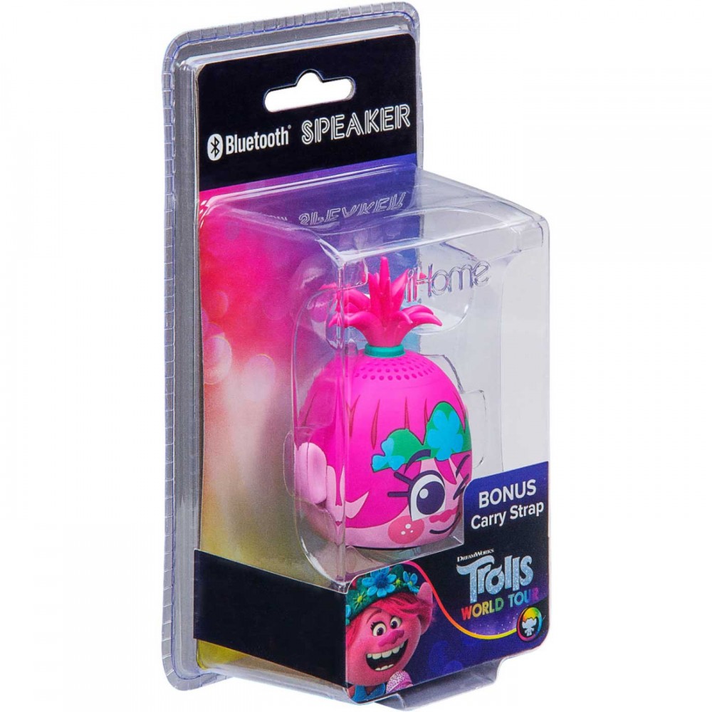 eKids Trolls World Tour Φορητό ηχείο Bluetooth για παιδιά με λουράκι καρπού (Ροζ/Μωβ)