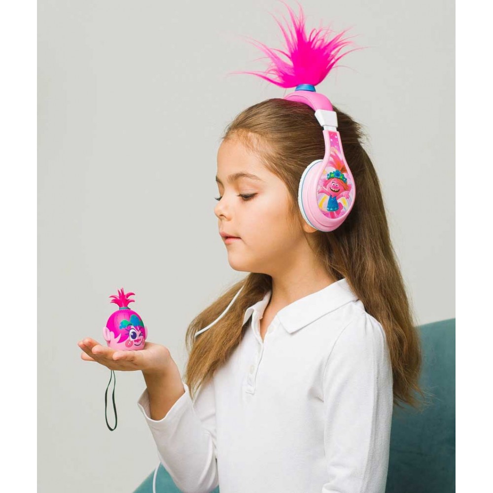 eKids Trolls World Tour Φορητό ηχείο Bluetooth για παιδιά με λουράκι καρπού (Ροζ/Μωβ)