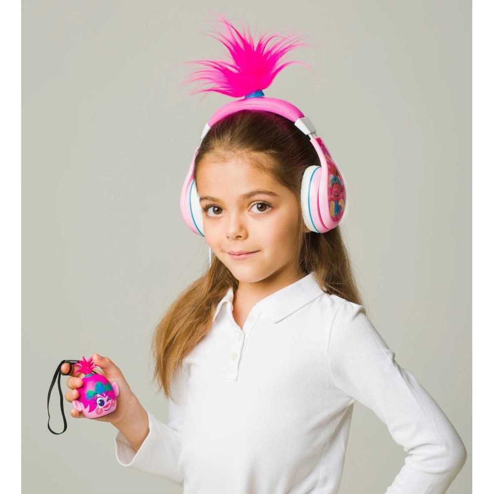 eKids Trolls World Tour Φορητό ηχείο Bluetooth για παιδιά με λουράκι καρπού (Ροζ/Μωβ)