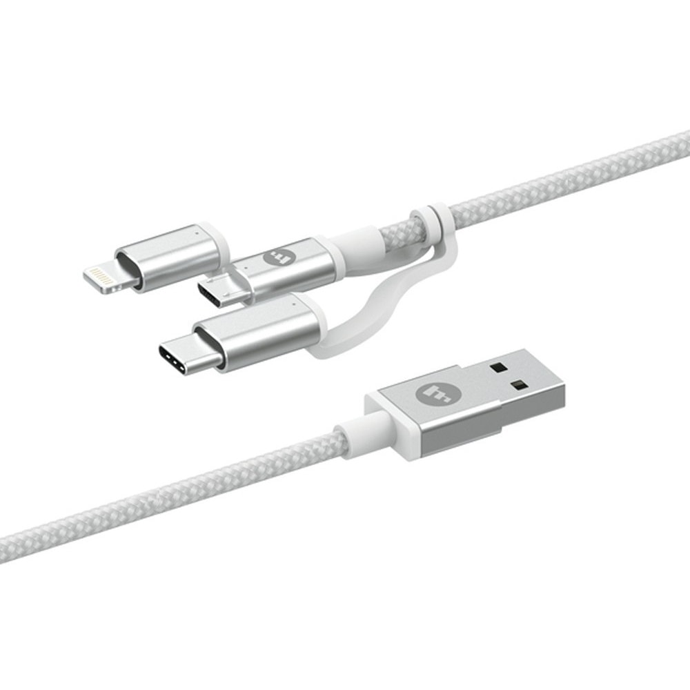 Mophie 3 σε 1 Charging Cable (microUSB / USB-C / Lightning) Αλουμινένιο Καλώδιο Δεδομένων 1 Μέτρα Σε Μαύρο ή Λευκό
