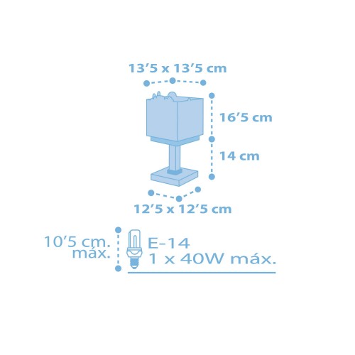 Baby Jungle Blue Κομοδίνου Παιδικό Φωτιστικό 1xE14 Ango