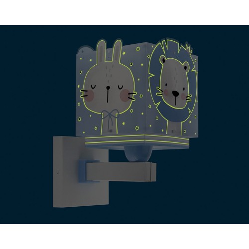 Baby Jungle Blue Απλίκα Τοίχου Διπλού Τοιχώματος 1xE27 Ango