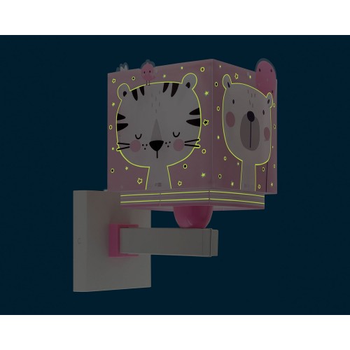 Baby Jungle Pink Απλίκα Τοίχου Διπλού Τοιχώματος 1xE27 Ango