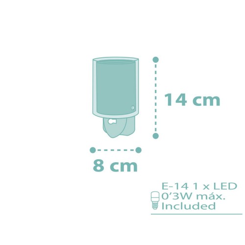 Dots Green Φωτιστικό Νύκτας Πρίζας LED 1xE14 - Ango