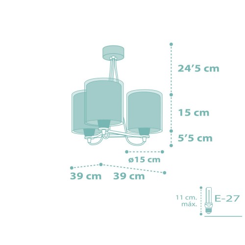 Dots Green Παιδικό Φωτιστικό Οροφής Τρίφωτο 3xE27 Ango