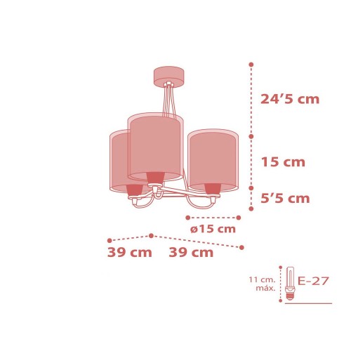 Dots Pink Παιδικό Φωτιστικό Οροφής Τρίφωτο 3xE27 Ango