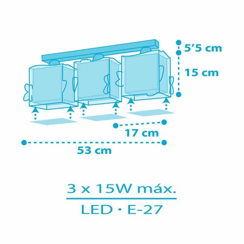 Little Shark τρίφωτο οροφής ράγας 3XE27 Ango