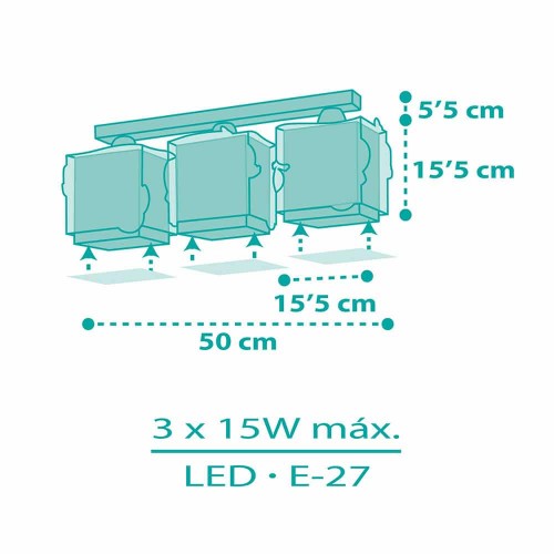 Mermaids τρίφωτο οροφής ράγας 3XE27 Ango