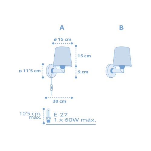 Starlight Blue Απλίκα Τοίχου 1xE27 Ango