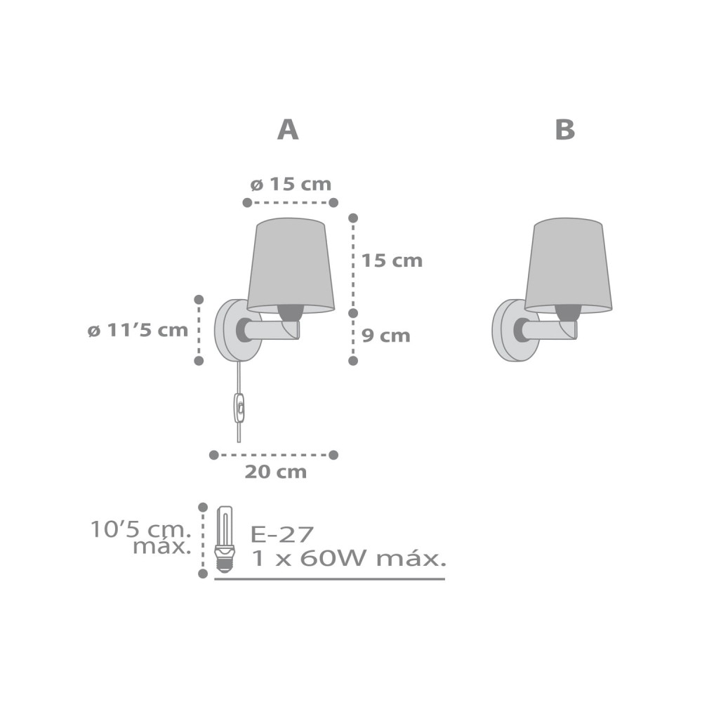 Starlight White Απλίκα Τοίχου 1xE27 Ango