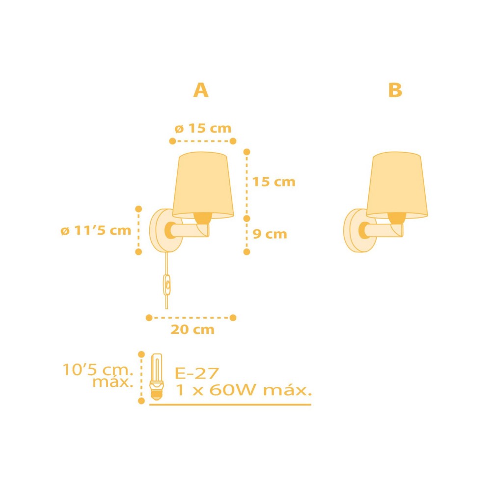 Starlight Yellow Απλίκα Τοίχου 1xE27 Ango