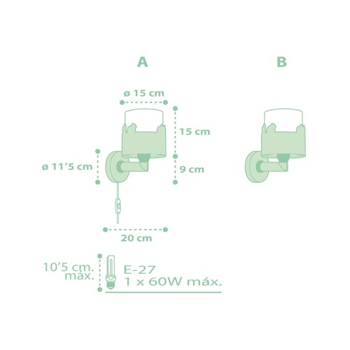 Sweet Love Green Απλίκα Τοίχου Διπλού Τοιχώματος 1xE27 Ango