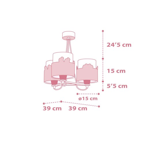 Sweet Love Παιδικό Φωτιστικό Οροφής Τρίφωτο 3xE27 Ango