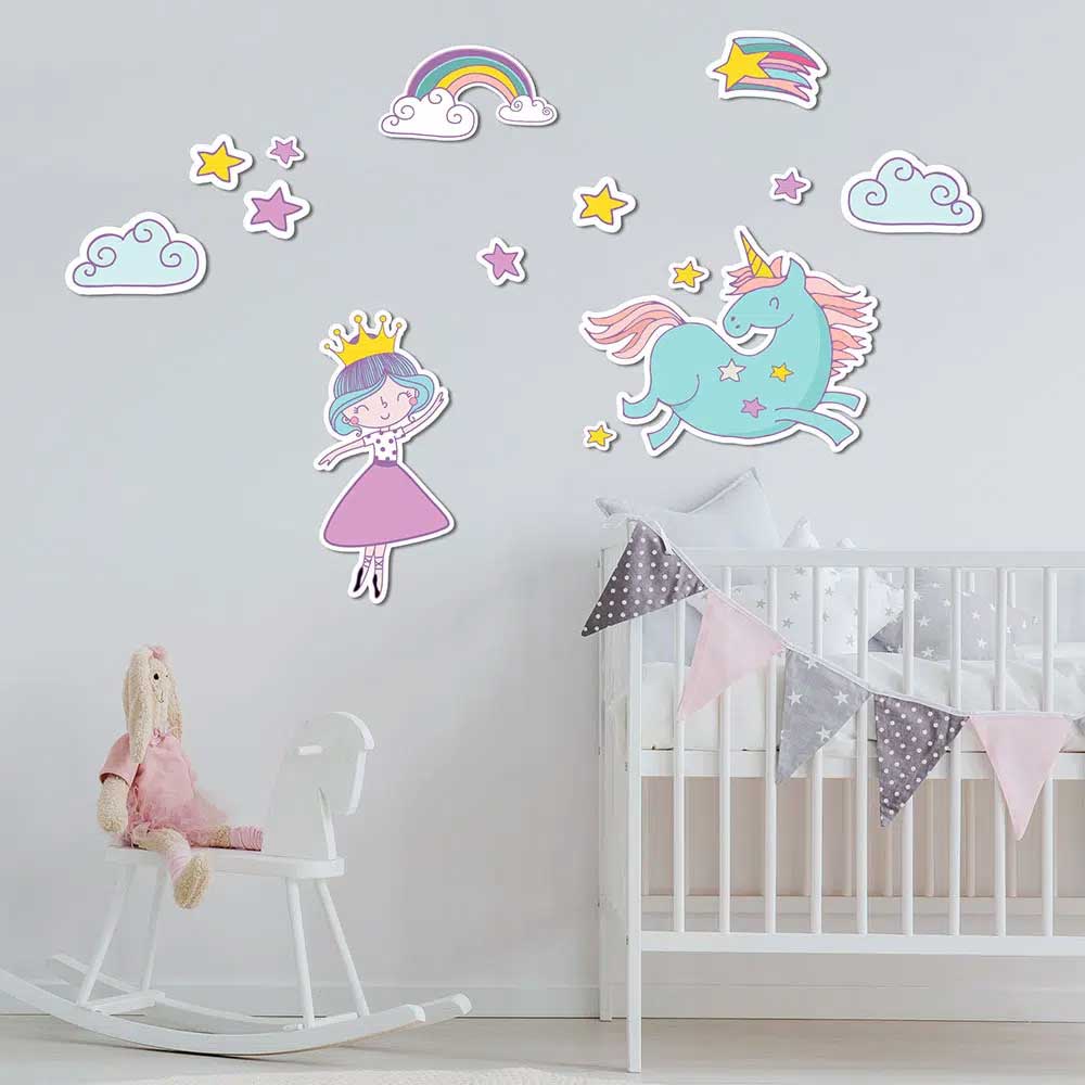 Unicorns Princess αυτοκόλλητα με μήνυμα τοίχου M Ango