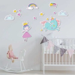 Unicorns Princess αυτοκόλλητα με μήνυμα τοίχου M Ango