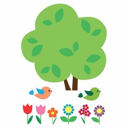 Tree With Flowers αυτοκόλλητα τοίχου XL - Ango