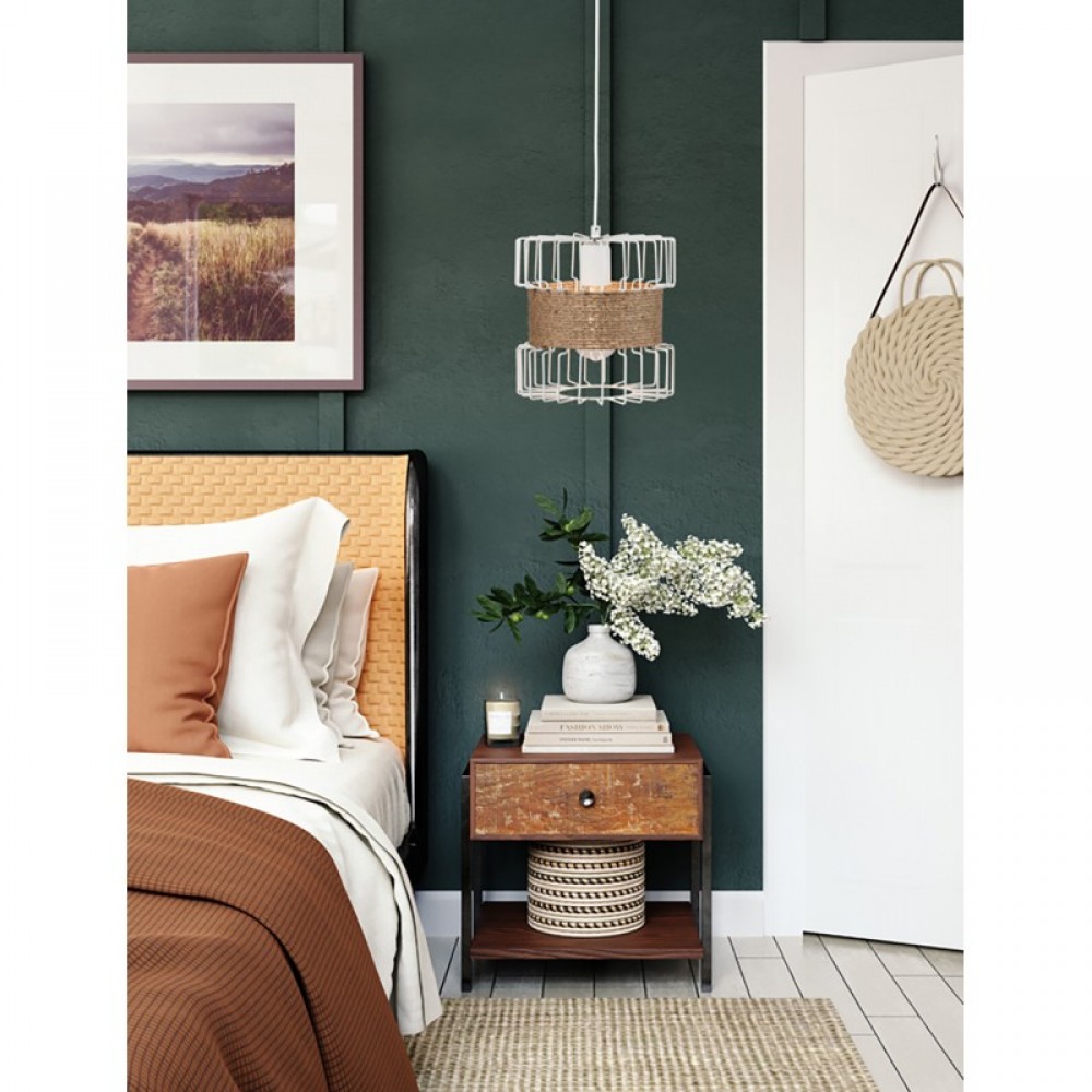 Φωτιστικό μονόφωτο μέταλλο λευκό/σχοινί Ε27 Φ28 - ARKOLIGHT