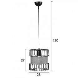 Φωτιστικό μονόφωτο μέταλλο μαύρο/σχοινί Ε27 Φ28 - ARKOLIGHT