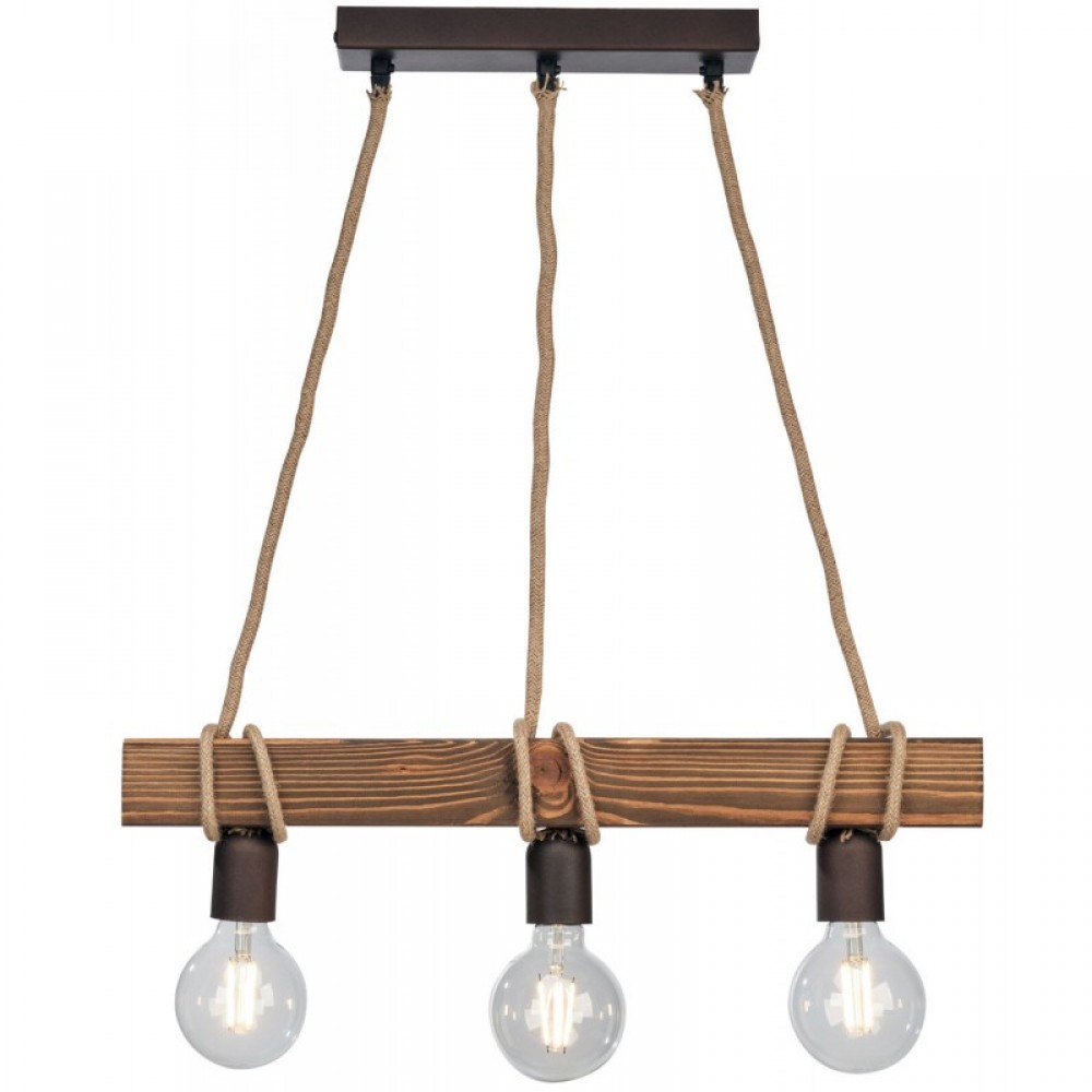 Φωτιστικό Πολύφωτο 3φ Ξύλο/Σχοινί 3xE27 - Arkolight