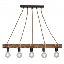 Φωτιστικό Πολύφωτο 5φ Ξύλο/Σχοινί 5xE27 - Arkolight