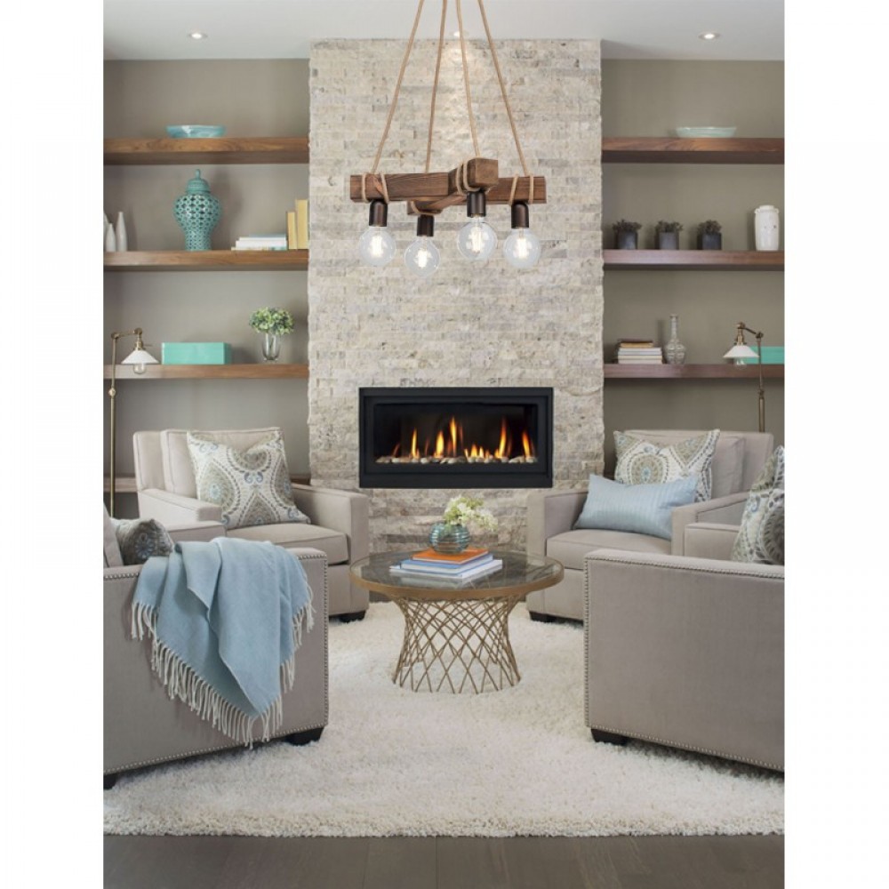 Φωτιστικό Πολύφωτο 4φ Ξύλο/Σχοινί 4xE27 - Arkolight