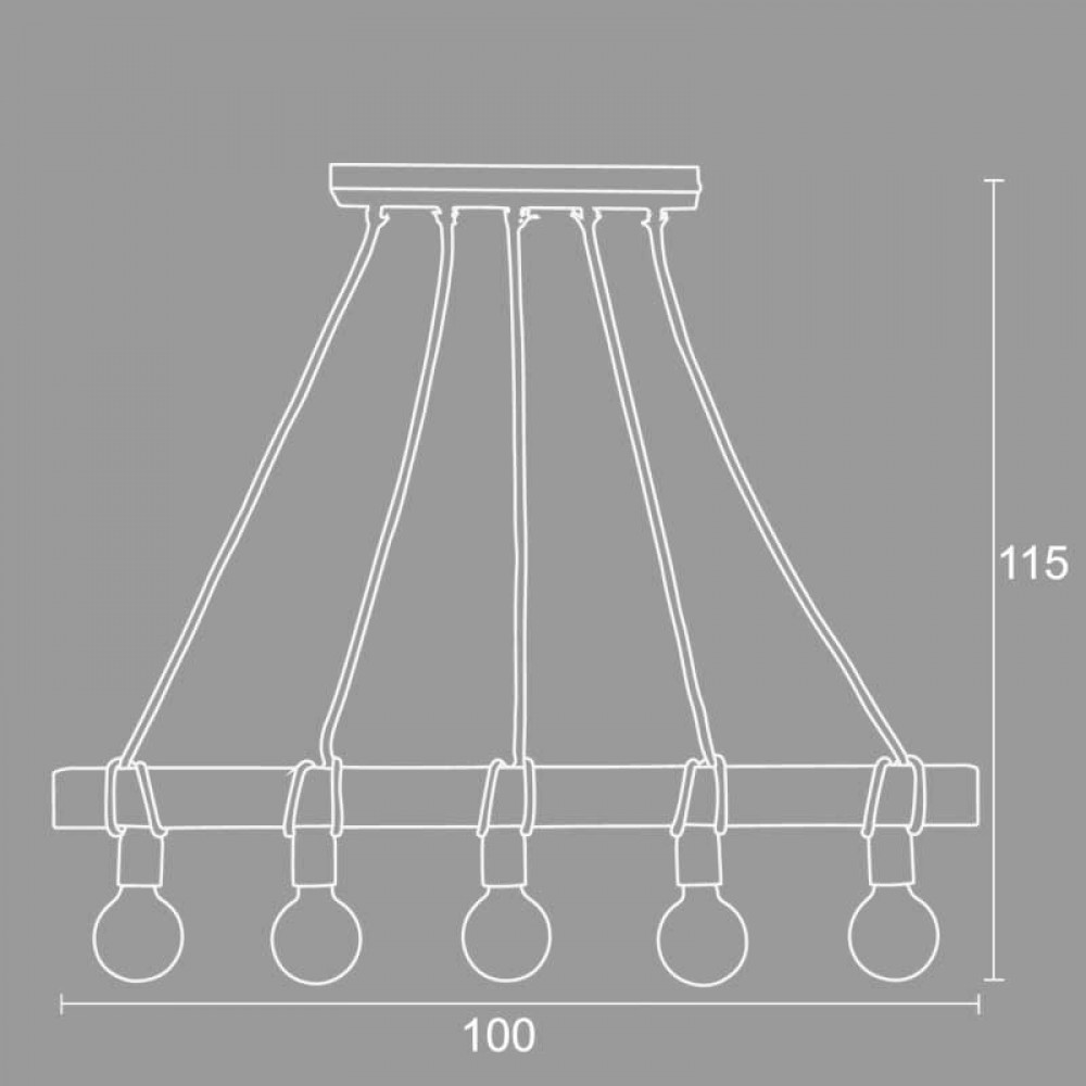 Φωτιστικό Πολύφωτο 5φ Ξύλο/Σχοινί 5xE27 - Arkolight