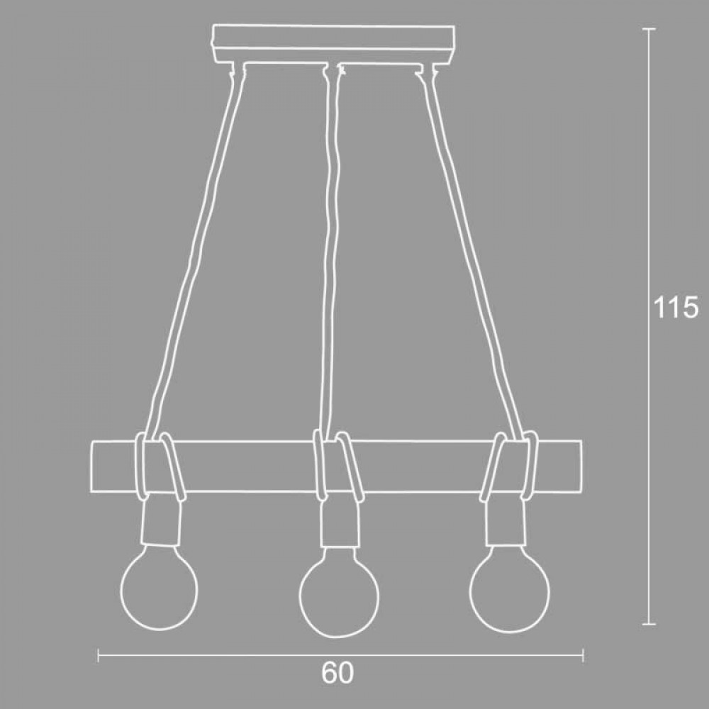 Φωτιστικό Πολύφωτο 3φ Ξύλο/Σχοινί 3xE27 - Arkolight