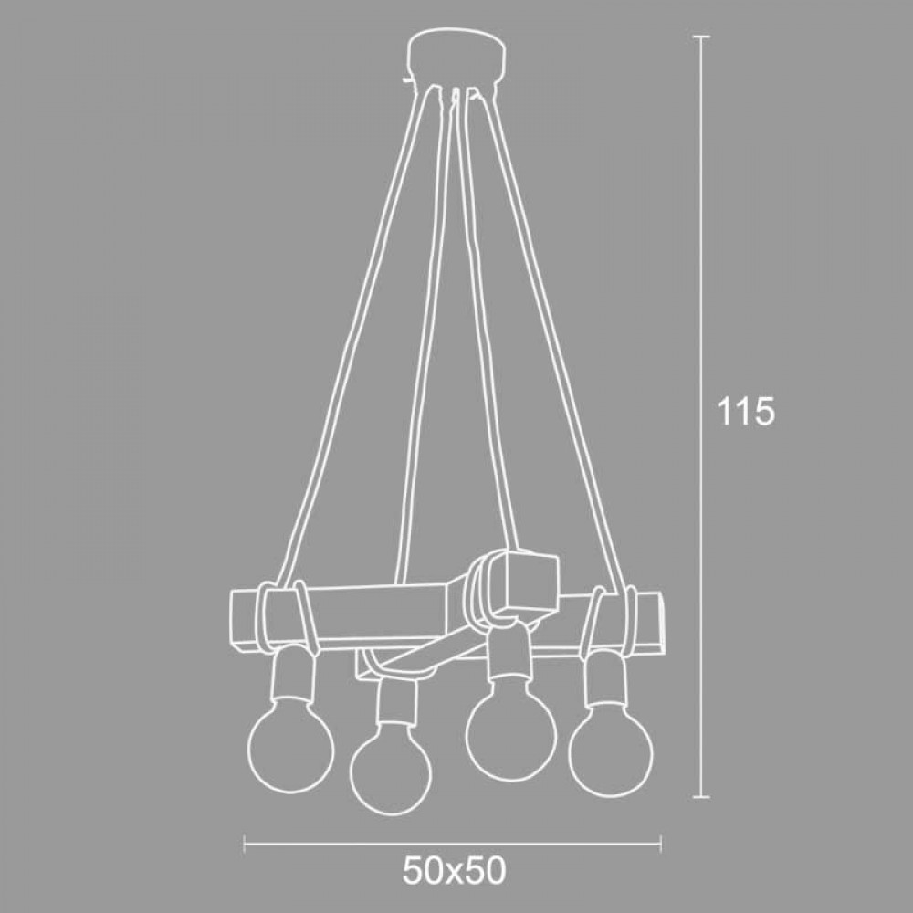 Φωτιστικό Πολύφωτο 4φ Ξύλο/Σχοινί 4xE27 - Arkolight