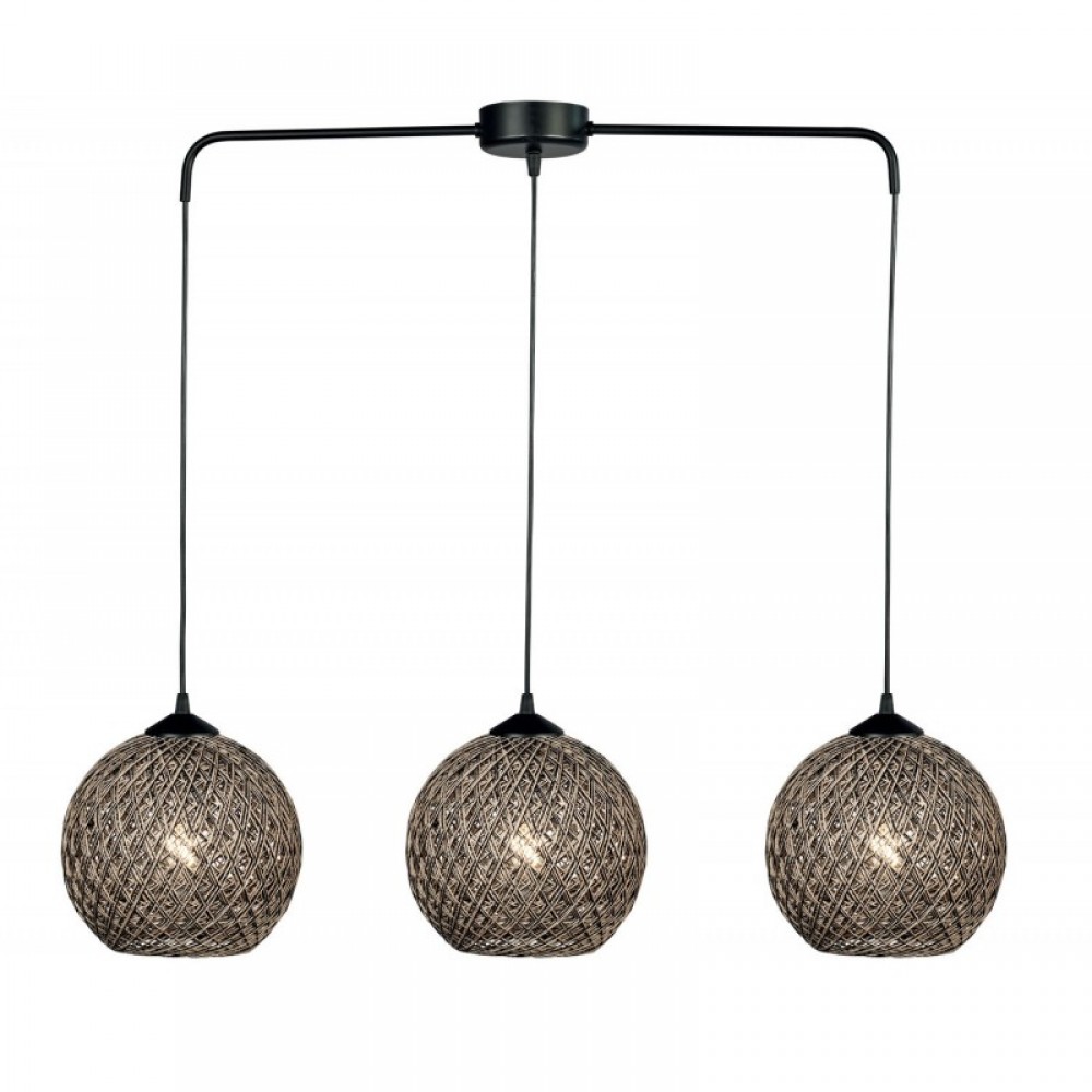 Φωτιστικό Πολύφωτο 3φ Μέταλλο Μαύρο/Μπάλα Σχοινί Ε27 - Arkolight