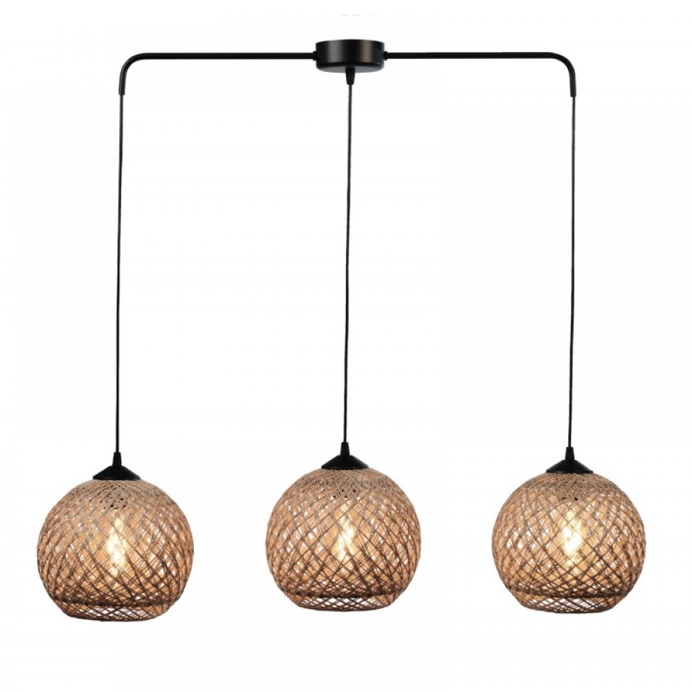 Φωτιστικό Πολύφωτο 3φ Μέταλλο Μαύρο/Μπάλα Σχοινί Ε27 - Arkolight