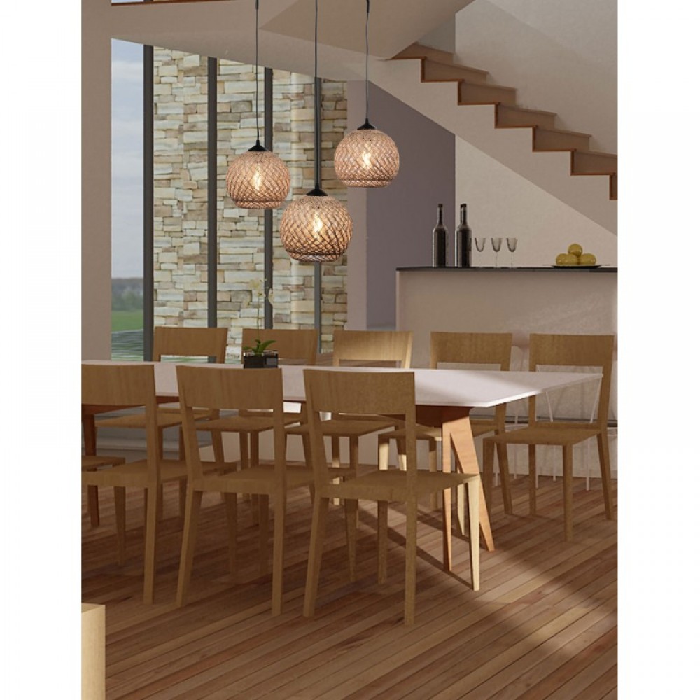 Φωτιστικό Πολύφωτο 3φ Μέταλλο Μαύρο/Μπάλα Σχοινί Ε27 - Arkolight