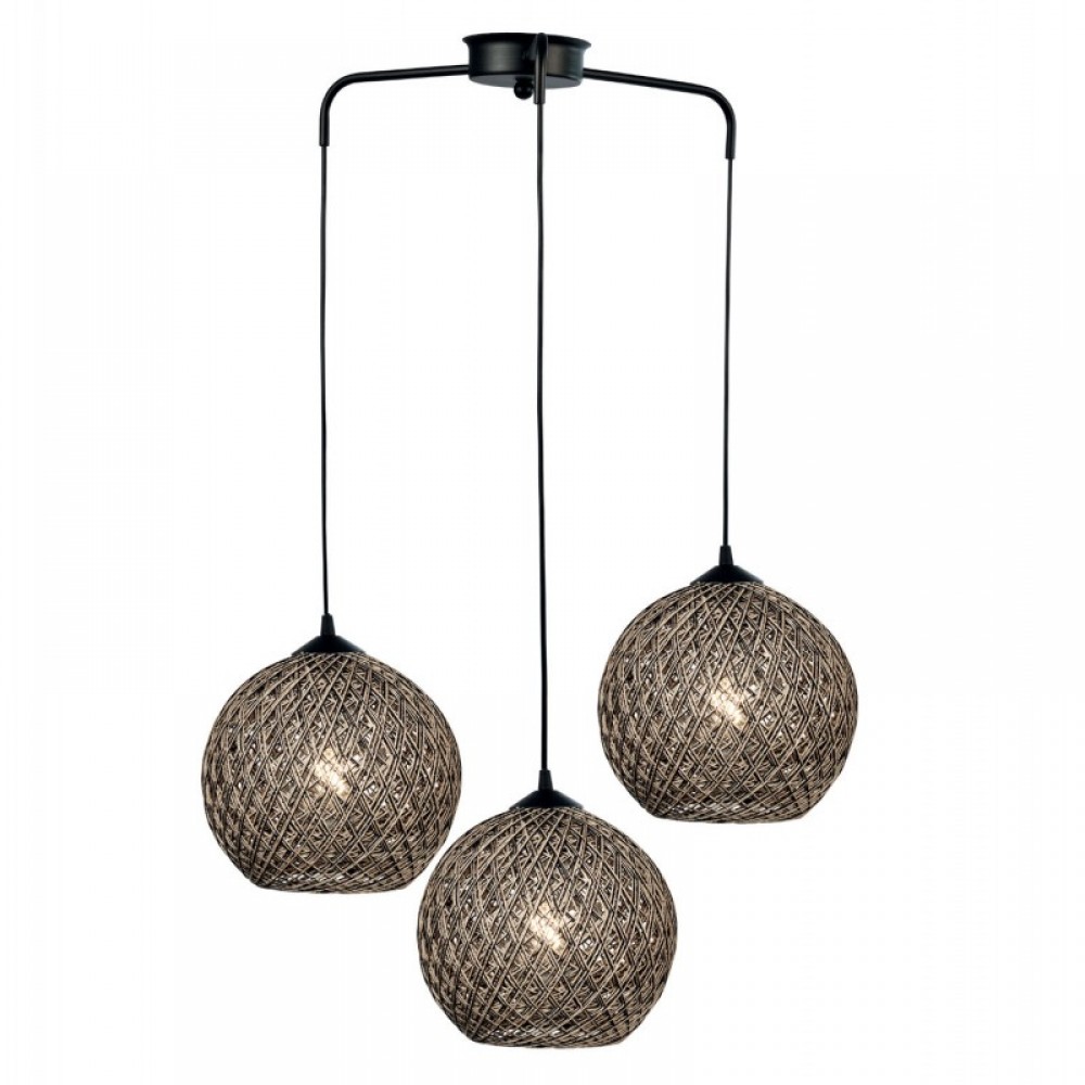 Φωτιστικό Πολύφωτο 3φ Μέταλλο Μαύρο/Μπάλα Σχοινί Ε27 - Arkolight