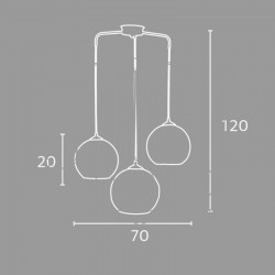 Φωτιστικό Πολύφωτο 3φ Μέταλλο Μαύρο/Μπάλα Σχοινί Ε27 - Arkolight