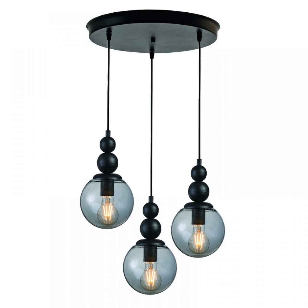 Φωτιστικό Πολύφωτο 3φ Μέταλλο/Γυαλί Μαύρο 3XE27 - ARKOLIGHT