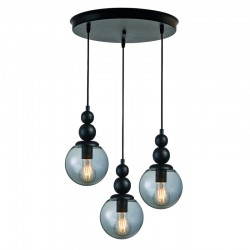 Φωτιστικό Πολύφωτο 3φ Μέταλλο/Γυαλί Μαύρο 3XE27 - ARKOLIGHT