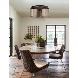 Φωτιστικό Οροφής 3φ Ξύλο/Αμπαζούρ μόκα 3x E27 - ARKOLIGHT