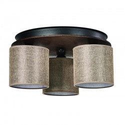 Φωτιστικό Οροφής 3φ Ξύλο/Αμπαζούρ μόκα 3x E27 - ARKOLIGHT