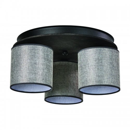 Φωτιστικό Οροφής 3φ Ξύλο/Αμπαζούρ γκρι 3x E27 - ARKOLIGHT