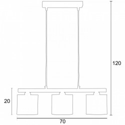 Φωτιστικό Πολύφωτο 3φ Μέταλλο/Αμπαζούρ γκρί 3xE27 - ARKOLIGHT
