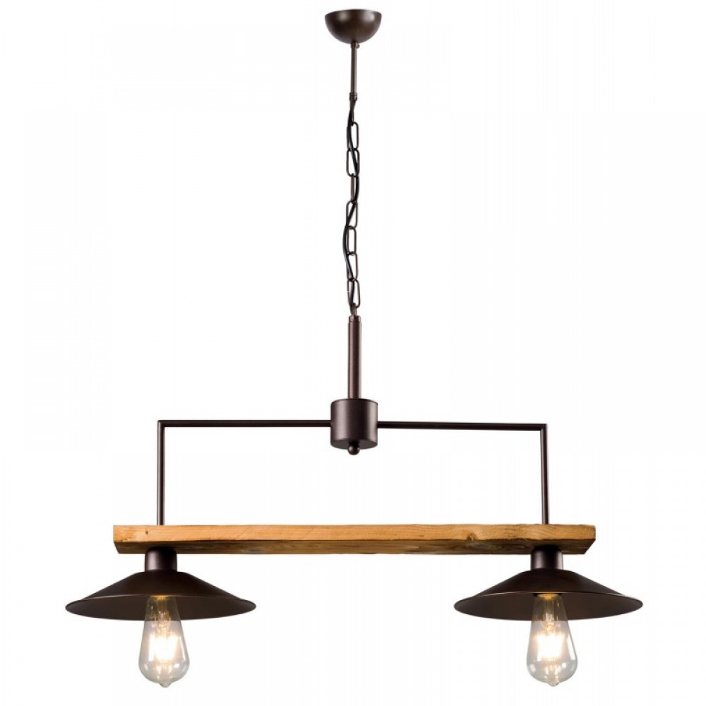 Φωτιστικό Δίφωτο Από Ξύλο Και Μέταλλο Σκουριά 2xE27 - Arkolight